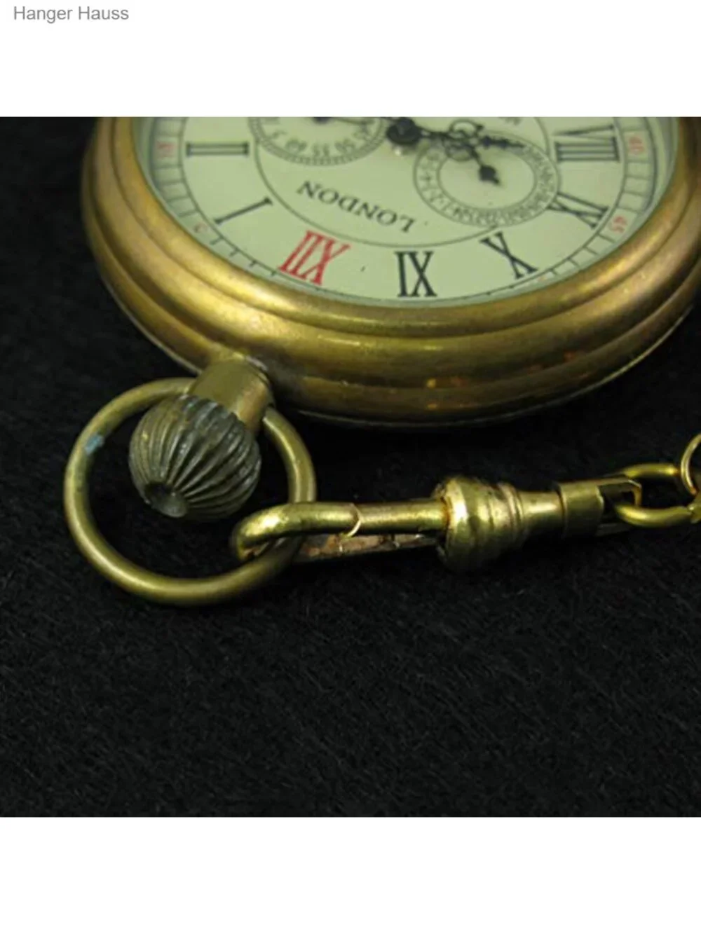 Vintage Mechanical Pocket Watch with Chain - Hand Wind, Roman Numerals, Copper,